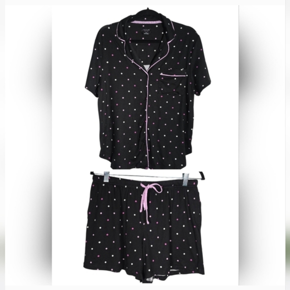 Kate Spade 2 Piece Polka Dot Pajama Set with Pink Accents Sz M - Picture 7 of 12